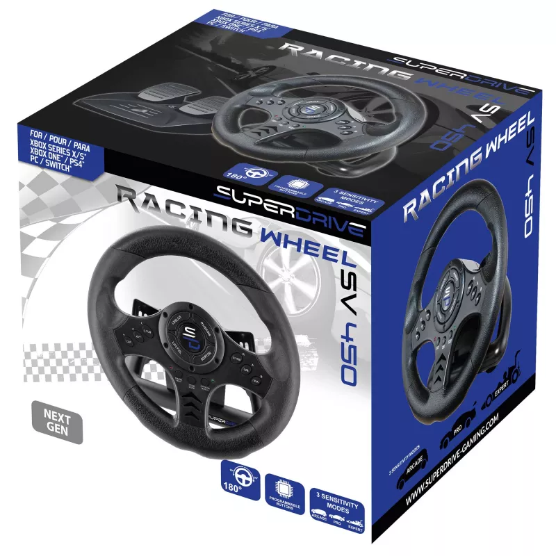 Volante + pedales Subsonic SA5426-NG negro USB rotación 180°