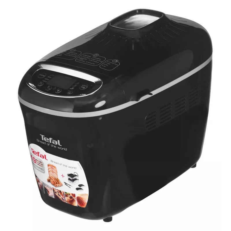Panificadora Tefal PF611838 — 1600 W, capacidad 1,5 kg, 19 programas, control táctil, negra