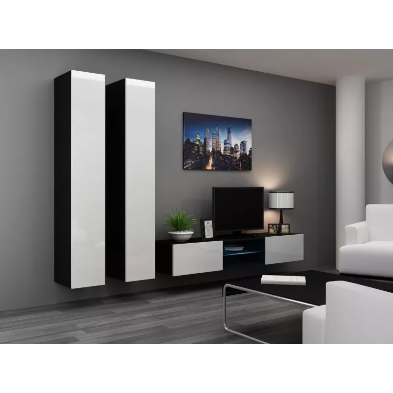 Armario cerrado Cama VIGO '180' 180/40/30 blanco/negro brillo