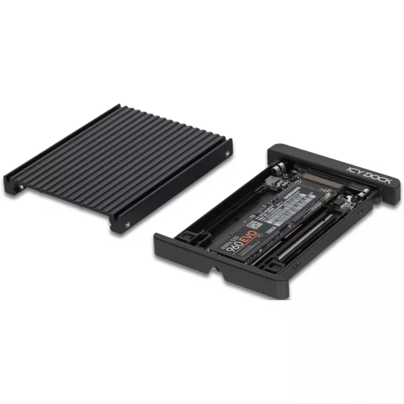 EZConvert MB705M2P-B, convertidor negro, SSD M.2 PCIe NVMe a convertidor/adaptador SSD PCIe de 2,5 pulgadas y 2 pulgadas
