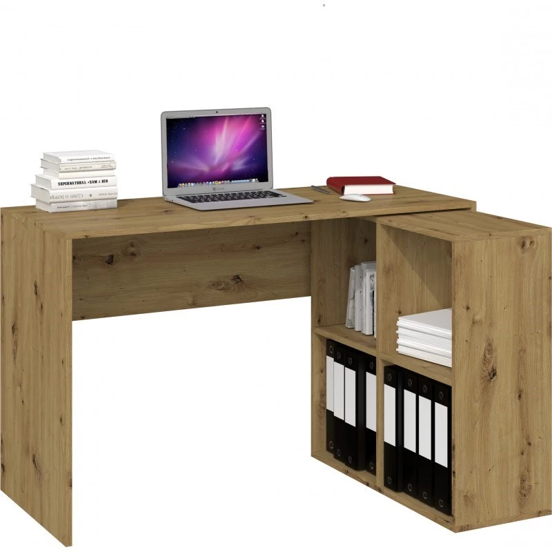 Tablero de escritorio de ordenador BIURKO PLUS ARTISAN, tablero rectangular recto, aglomerado, 1200×500×760 mm, color roble