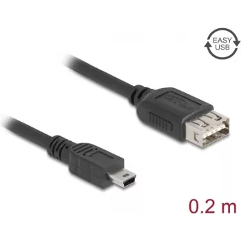 Cable USB DELOCK 81522 — USB 2.0, Mini-USB B a USB A, 0,2 m, negro