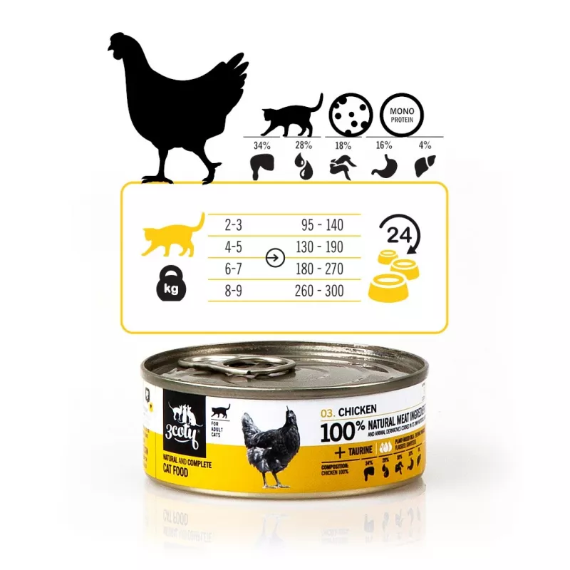 3COTY pollo - comida húmeda para gatos - 80g