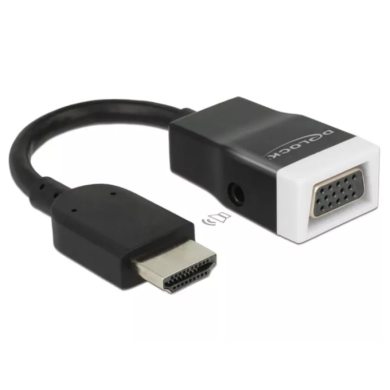 Delock 65587 adaptador HDMI-A macho a VGA (D-Sub 15) hembra con audio, negro/blanco