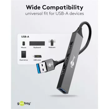 Goobay Hub USB 74456 Type-A 5000 Mbit/s gris claro