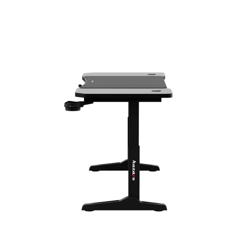 Escritorio gaming huzaro Hero 3.6 — rectangular 1400×600 mm, altura ajustable 560–790 mm, negro, patas en H, tablero de 15 mm