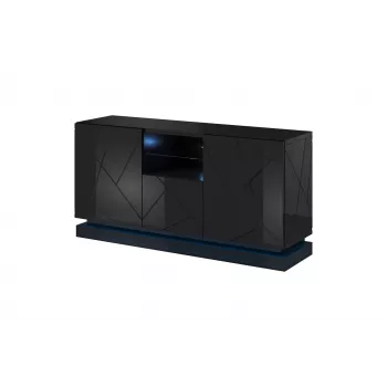 Cómoda QIU 2D1K 150x41.5x75 negro brillante/negro brillante