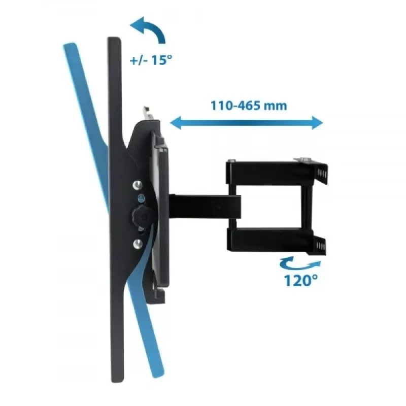 Soporte de pared para TV Esperanza TITAN para 26–70 inch (66–177,8 cm), inclinación ±15°, giro 120°, VESA hasta 400×400, carga máx. 55 kg, negro