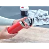 Vaso térmico Leifheit 03245 acero inoxidable 350 ml, doble pared, a prueba de fugas, tapa abatible, negro/rojo
