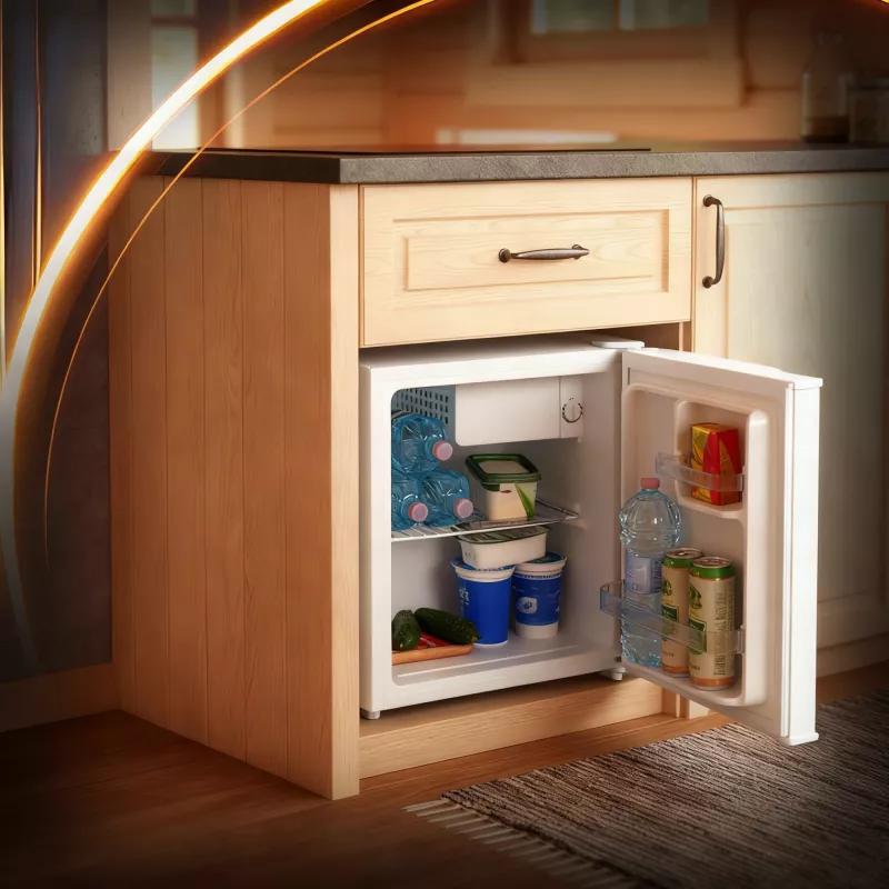 Adler Frigorífico | AD 8096 | Clase de eficiencia energética E | Libre instalación | Frigorífico de espacio completo | Altura 51 cm | Capacidad neta del compartimento de refrigeración 45 L | 39 dB | Blanco