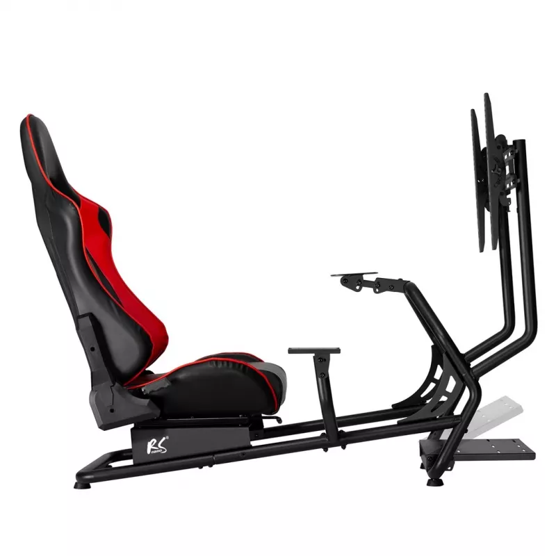 Silla gaming NanoRS RS160, soporte para simulador de carreras 3 en 1, para PC, consolas, jugadores, tapizado de cuero sintético, soporte de volante, soporte de TV hasta 50 inch, VESA máx. 400x400
