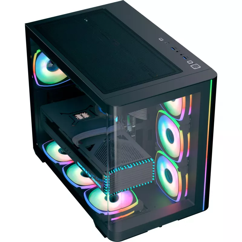 Caja para PC torre AEROCOOL P500C EVO-G-BK-v1 con 2 paneles laterales de cristal templado, negro