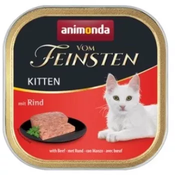 Comida húmeda para gatos Animonda Vom Feinsten junior con ternera 100 g tarrina, sin cereales, sin soja ni gluten