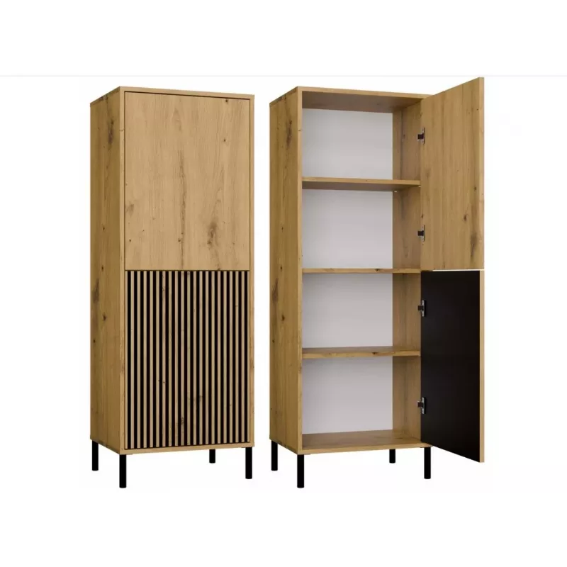 Vitrina KAMARO 2DK estrecha/GŁ roble ARTISAN