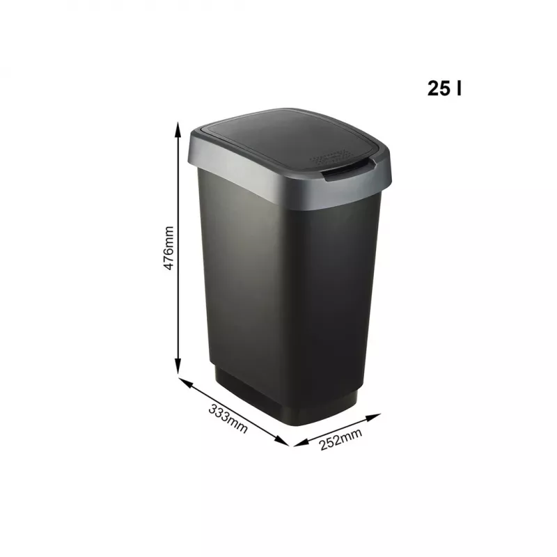Rotho Twist cubo de basura giratorio 25 l, plateado