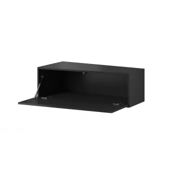 Soporte de TV Cama Meble VIGO SLANT '90' – 900×400×300 mm, parte superior negra (tablero de partículas), marco negro, brillante