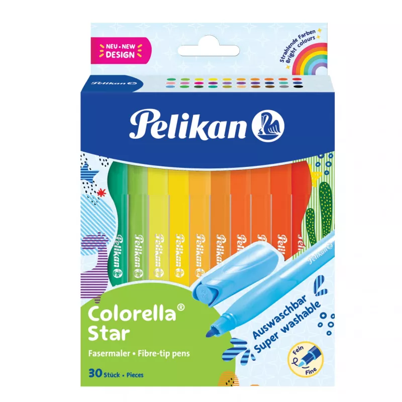 Pelikan 822336 - 30 colores - colores surtidos - punta redonda - 0,6 mm - colores surtidos - tinta a base de agua (822336)