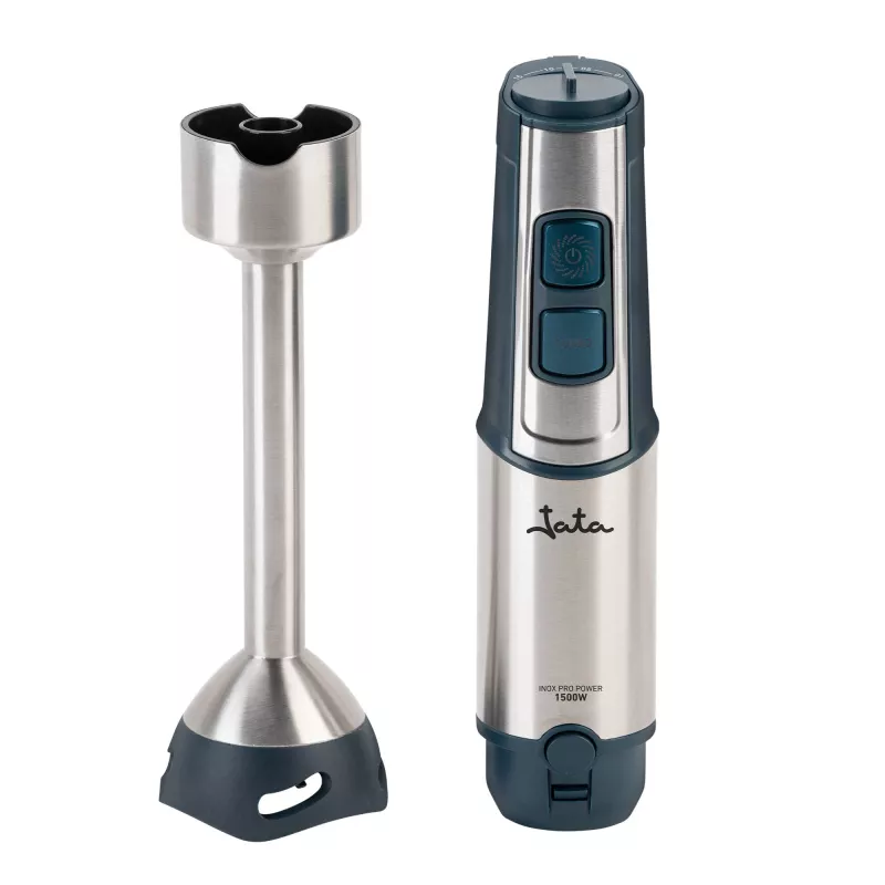 Jata JEBT1854 batidora de mano, 1500 W, 14500 rpm, cuchillas de acero inoxidable, Turbo, acero inoxidable / gris