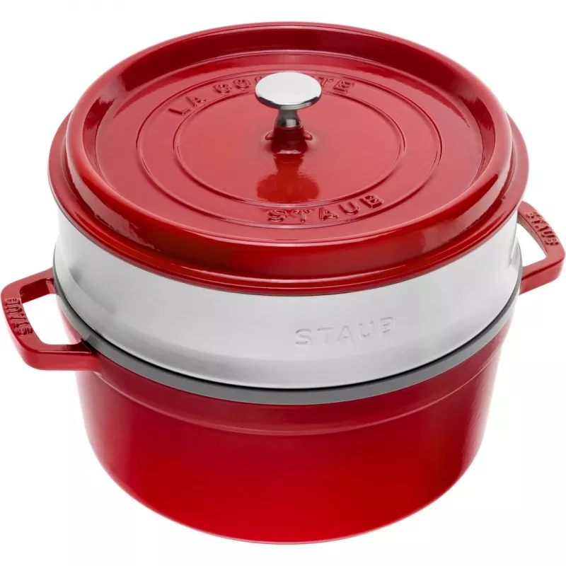 STAUB LA COCOTTE Olla redonda de hierro fundido con capacidad de 3,8 l, roja