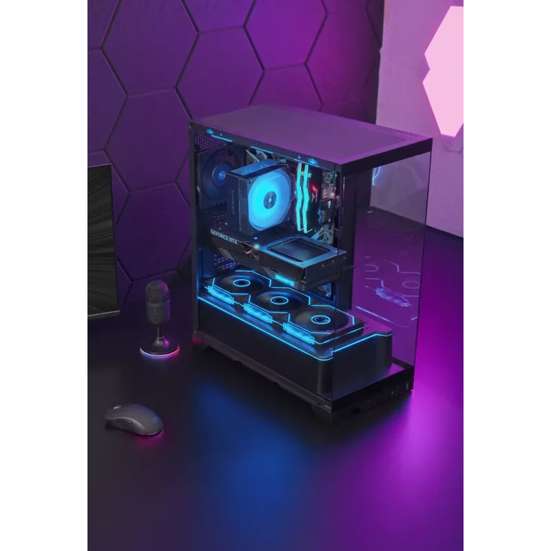 Caja de PC semitorre TACENS Mars Gaming MCPRISMA, negra, cristal templado, compatible con ATX/Micro-ATX/Mini-ITX, 2x bahías de 3,5