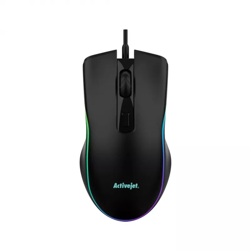 Ratón gaming con cable calefactado ActiveJet AMY-W390 — ambidiestro, óptico 2000 DPI, USB Type-A, 4 botones, negro