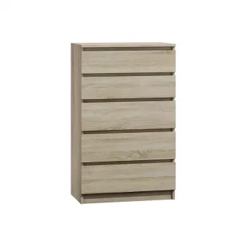 Cómoda Top e Shop M5 SONOMA — 5 cajones, acabado roble, 700×400×1120 mm, aglomerado