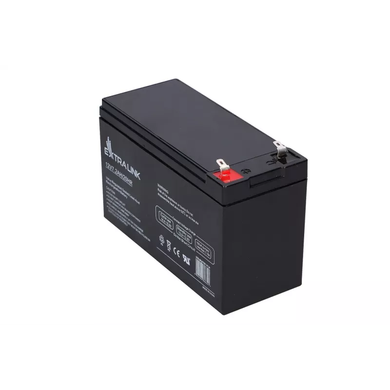 Batería para SAI Extralink AGM 12V 7,2Ah (7Ah) plomo-ácido sellada VRLA, sin mantenimiento, negro
