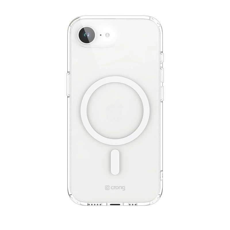 Funda MagSafe transparente Crong para iPhone 16e – funda protectora transparente, compatible con MagSafe