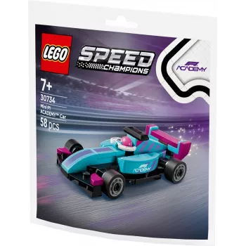 30734 Speed Champions F1 ACADEMY mini coche, juguete de construcción Polybag