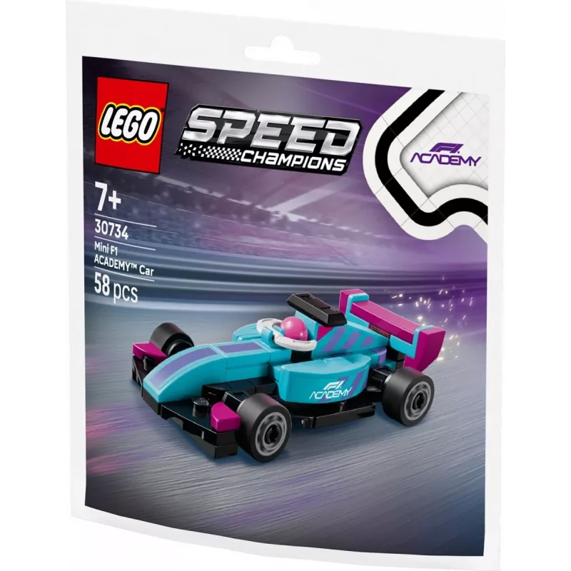 30734 Speed Champions F1 ACADEMY mini coche, juguete de construcción Polybag