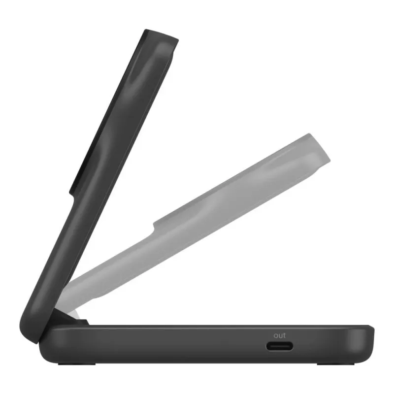 Belkin UltraCharge soporte de carga inalámbrica plegable 2 en 1 Qi2 de 25 W, negro (WIZ038KQBK)
