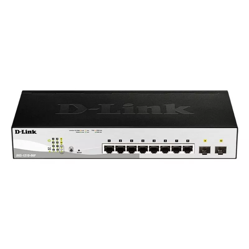 D-Link DGS-1210-08P/E Managed L2 Gigabit Ethernet (10/100/1000) Power over Ethernet (PoE) Negro