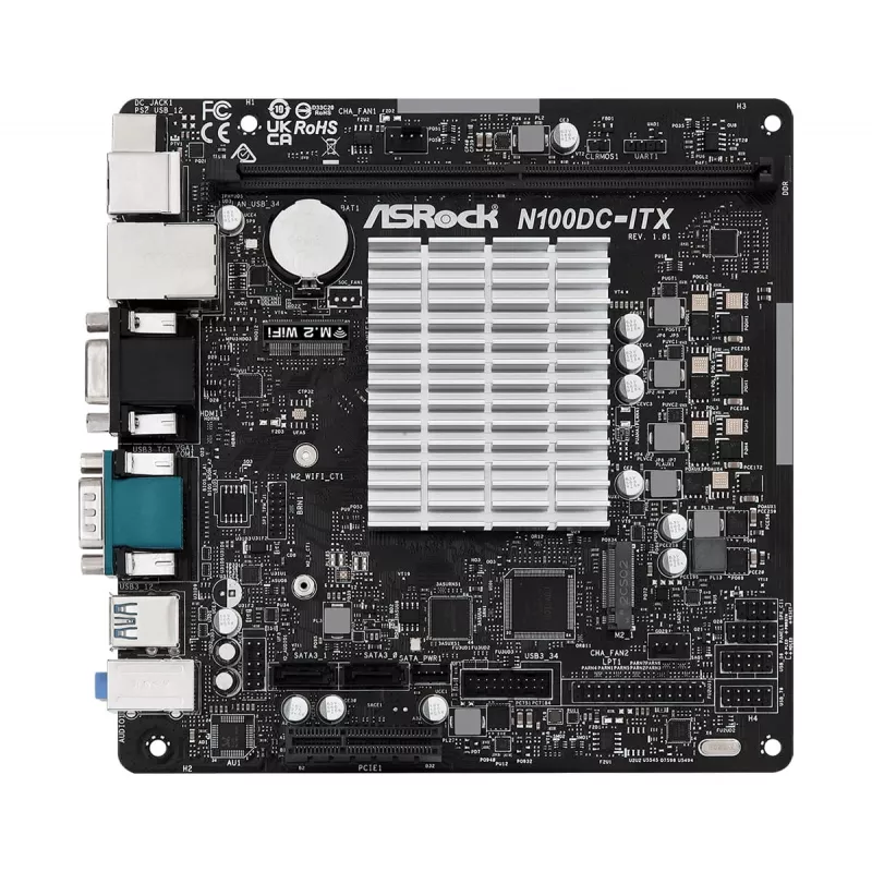 ASRock N100DC-ITX - procesador Intel Quad-Core N100 (hasta 3,4 GHz) DDR4- 2 SATA3, compatible con Intel Turbo Boost Technology placas base Mini ITX (280)