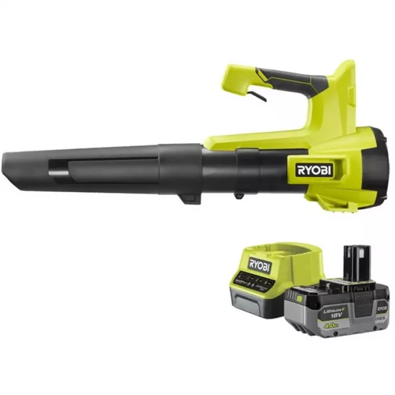 Soplador de hojas a batería ONE+ RY18BLB-140, 18 Volt, soplador de hojas Verde/Negro, batería de litio 4,0 Ah