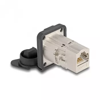 DeLOCK 67061 Toma empotrable D-Typ RJ45 Cat.6A STP con tapa protectora, IP66