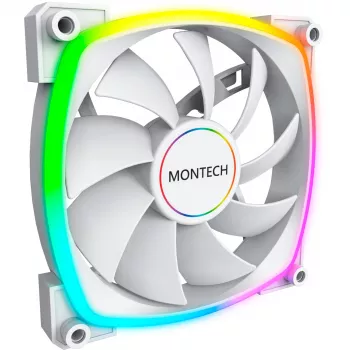Ventilador de caja Montech AX140 PWM 140 mm, rodamiento Rifle, 540–1760 RPM, blanco