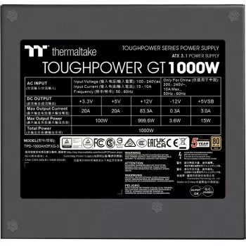 Fuente de alimentación Thermaltake Toughpower GT 1000W 24-pin ATX negra