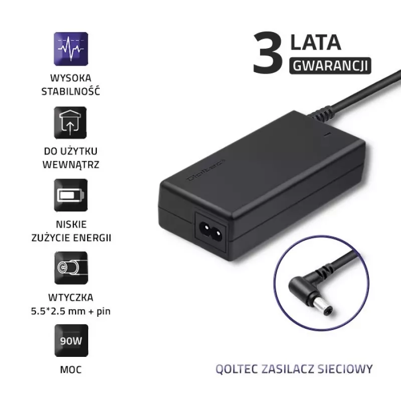 Qoltec 50090.90W Fuente de alimentación/inversor Interior Negro