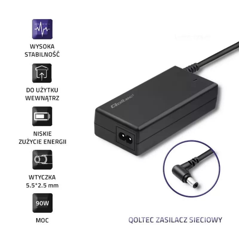 Fuente de alimentación para portátil Qoltec IBM Lenovo 90W 20V 4,74A 5,5x2,5 50099.90W