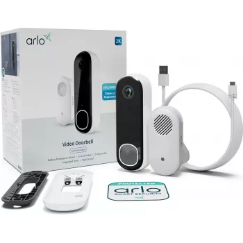Videoportero Arlo Essential 2K Chime 180° campo de visión con cable inalámbrico