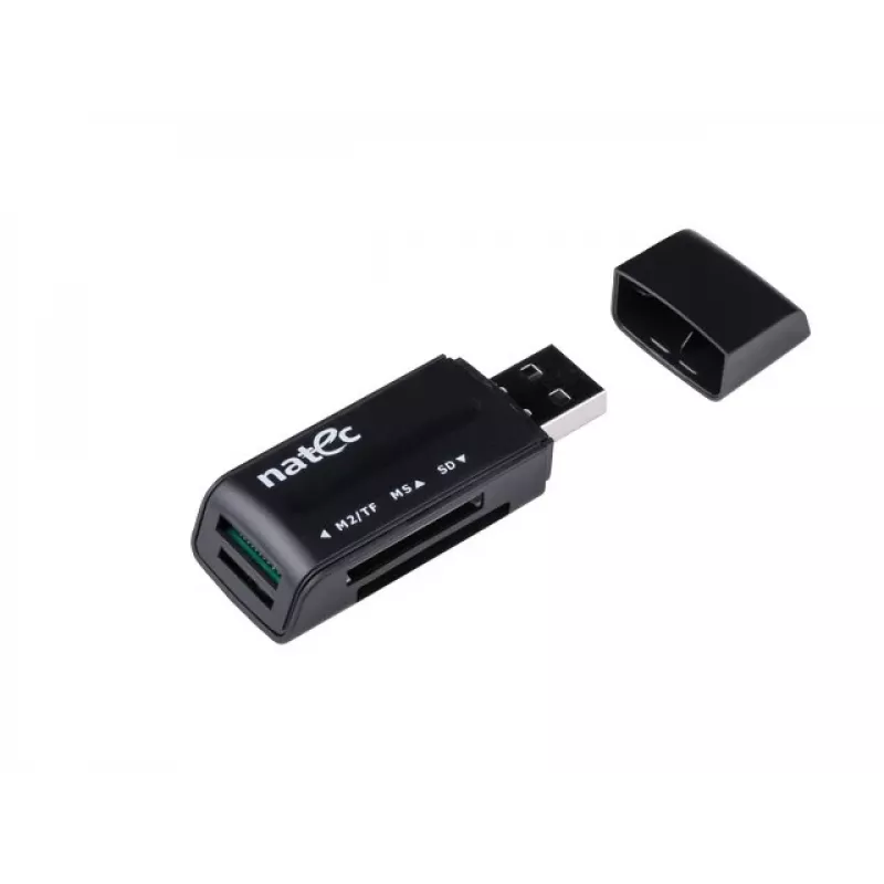 Natec MINI ANT 3 Lector de tarjetas USB 2.0 (SD, SDHC, MMC, M2, microSD), Negro (NCZ-0560)