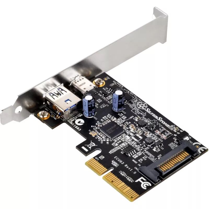 SilverStone ECU03 - adaptador USB - PCIe 2.0 x2 perfil bajo - USB-C 3.1 x 1 + USB-C x 1 (SST-ECU03)