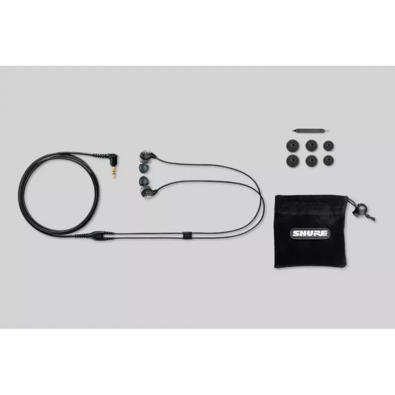 Auriculares in-ear con cable Shure SE112-GR para llamadas/música, negro, gris