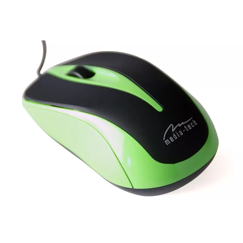 Ratón óptico con cable 800dpi negro y verde MT1091G
