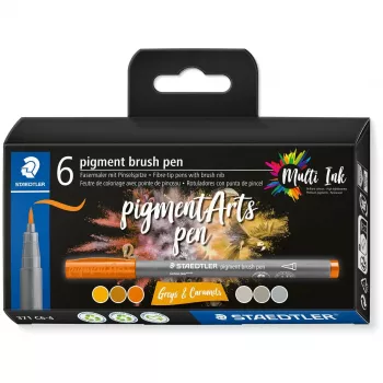 Rotulador pincel Staedtler Pigment Arts Grises y Caramelos 6 unidades