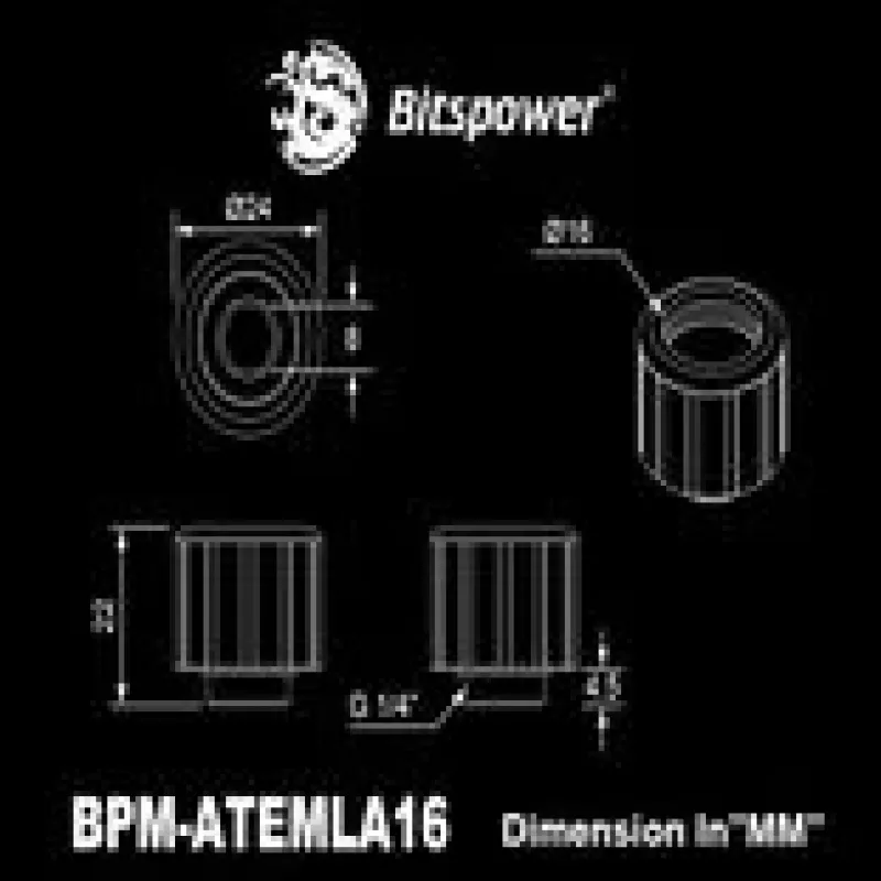 Tubo de refrigeración líquida Multi-Link BitsPower Artemis Advanced Multi-Link 16 mm de diámetro negro mate