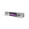 Mueble TV Cama Meble SLIDE 200K con chimenea eléctrica 200x40x37 cm blanco brillante