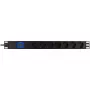 Unidad de distribución de corriente PowerWalker 10133010 PDU 1U negra, tomas Type-F, conector hembra C20, 16 A, 3500 W, cable de 2 m