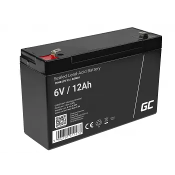 Batería de plomo-ácido sellada (VRLA) AGM Green Cell 6V 12Ah, 94×151×50 mm, 1,65 kg