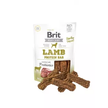 Snacks para perros Brit Jerky Snack cordero 80 g — sin azúcar, perros adultos, bolsa